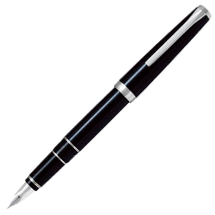 PILOT Metal Falcon Fountain Pen (14ct Gold Rhodium Plated Nib and Con-70) - Black - Soft Medium Nib