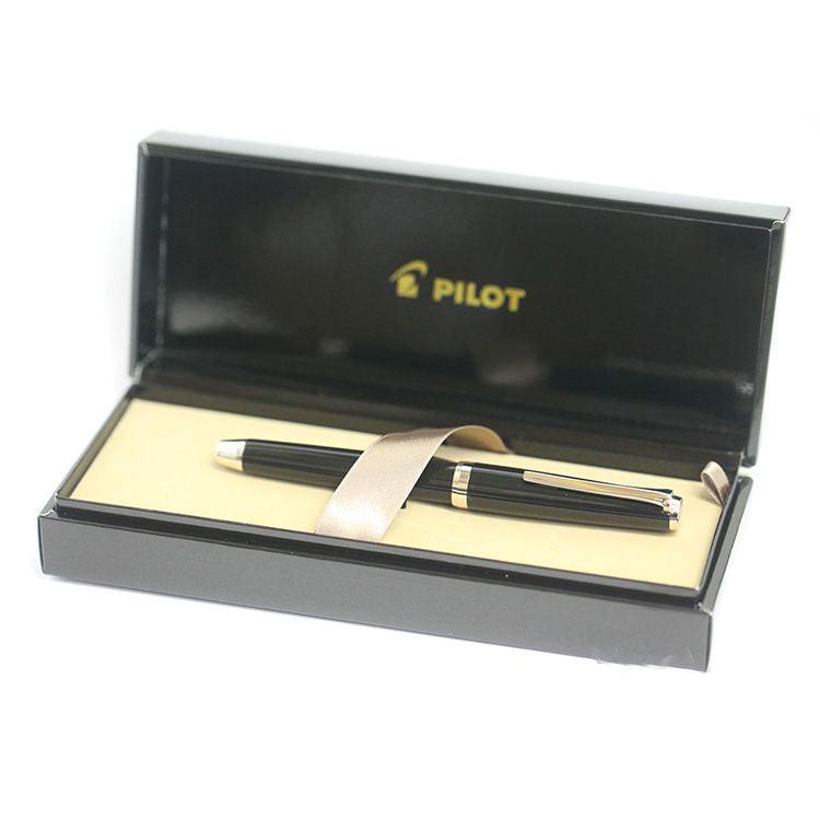 PILOT Metal Falcon Fountain Pen (14ct Gold Rhodium Plated Nib and Con-70) - Black - Soft Medium Nib