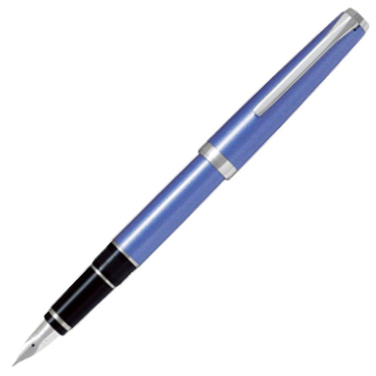 PILOT Metal Falcon Fountain Pen (14ct Gold Rhodium Plated Nib and Con-70) - Light Blue - Soft Medium Nib