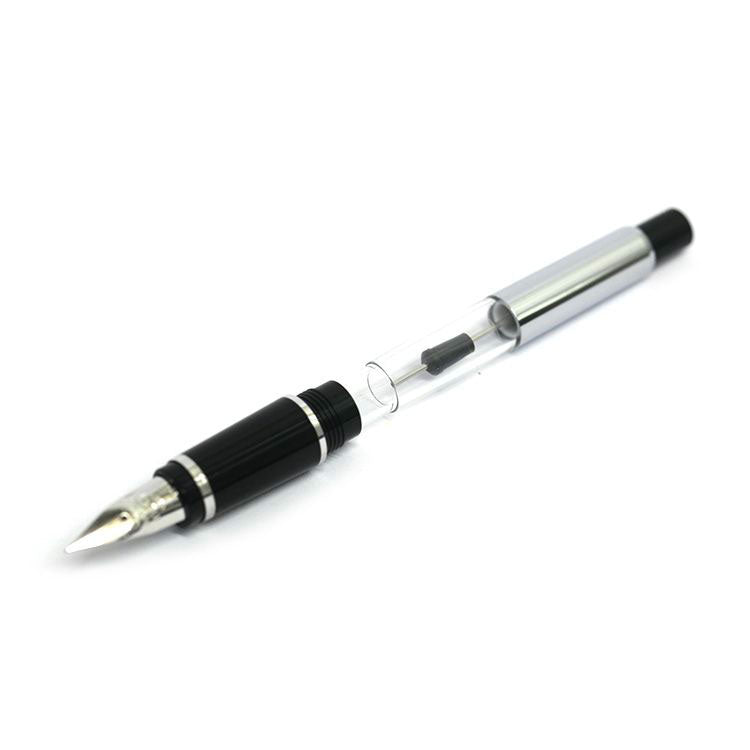 PILOT Metal Falcon Fountain Pen (14ct Gold Rhodium Plated Nib and Con-70) - Black - Soft Medium Nib