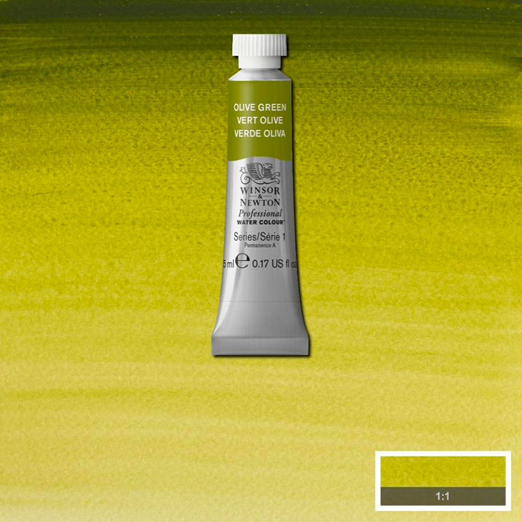 WINSOR & NEWTON Professional Watercolour - 14mL - 447 Olive Green (PB15:6,PR101,PY65)