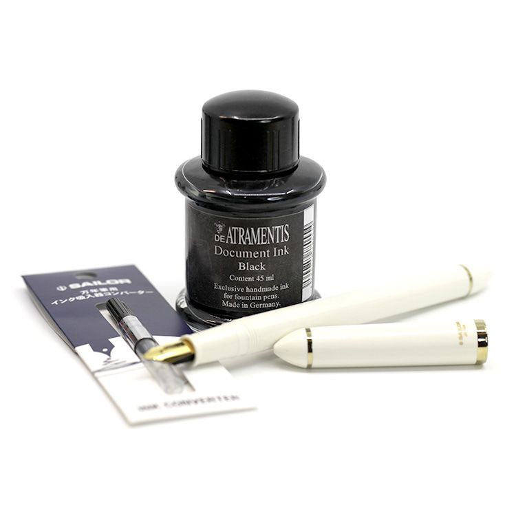 SAILOR Sketch Kit (Fude, Converter, DA Doc Black, Blunt Syringe) - 40 Degree - White