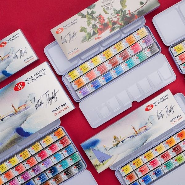 WHITE NIGHTS Artists' Watercolours Metal Set - 35 Full Pans