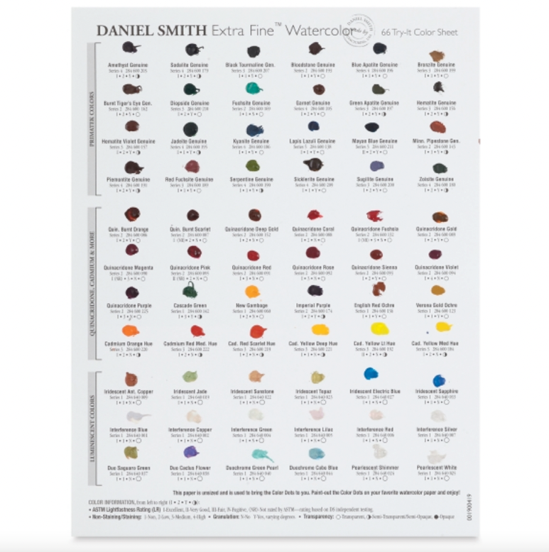 DANIEL SMITH Extra Fine Watercolour - 66 Dot Try It Card