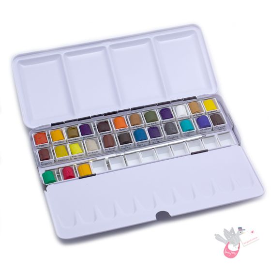 SKETCHLANDIA Folding Metal Watercolour Palette (Empty) - Holds 36 Half Pans