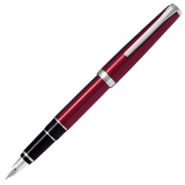 PILOT Metal Falcon Fountain Pen (14ct Gold Rhodium Plated Nib and Con-70) - Red - Soft Medium Nib