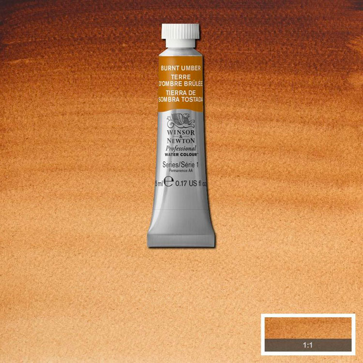 WINSOR & NEWTON Professional Watercolour - 14mL - 076 Burnt Umber (PBr7,PR101,PY42)