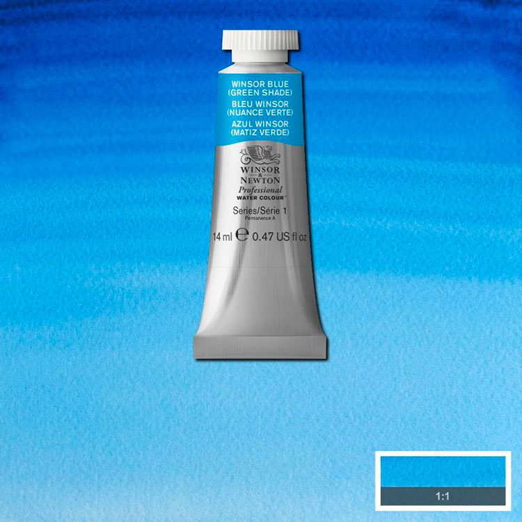 WINSOR & NEWTON Professional Watercolour - 14mL - 707 Winsor Blue (Green Shade) (Phthalo Blue GS, PB15)