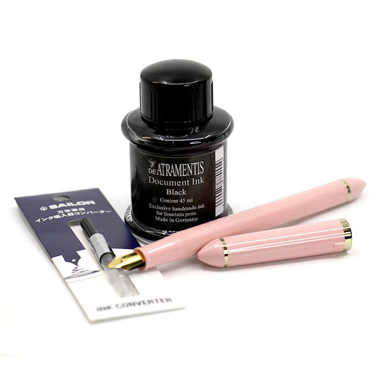 SAILOR Sketch Kit (Fude, Converter, DA Doc Black, Blunt Syringe) - 40 Degree - Pink