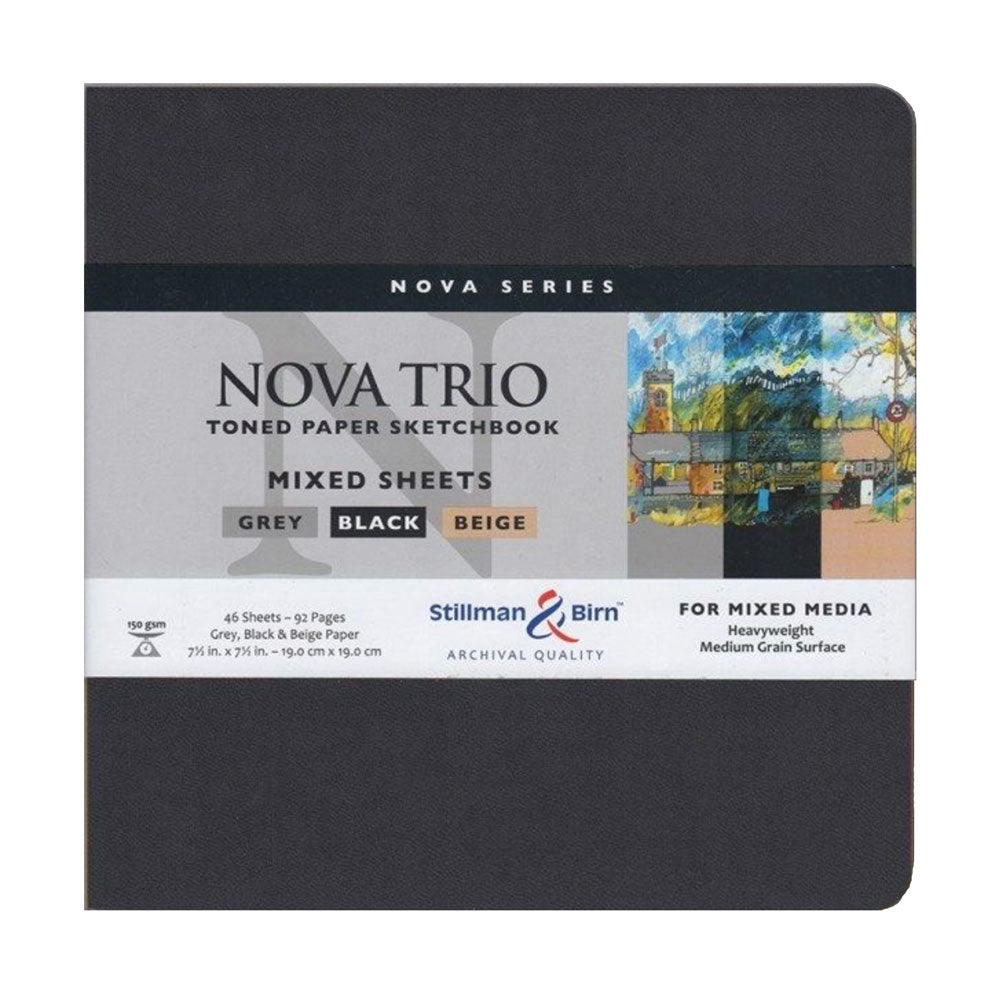 STILLMAN & BIRN Nova Trio Sketchbook - Softcover - Square (7.5 x 7.5" / 19 x 19 cm) - 150gsm - 46 Sheets