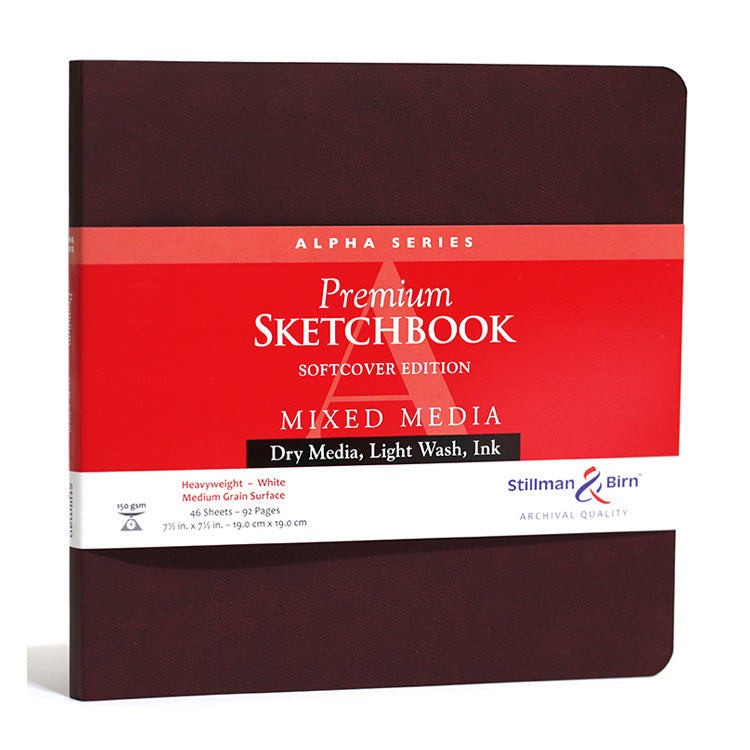 STILLMAN & BIRN Alpha Sketchbook - Softcover - Square (7.5 x 7.5" / 19 x 19 cm) - 150gsm - 46 Sheets