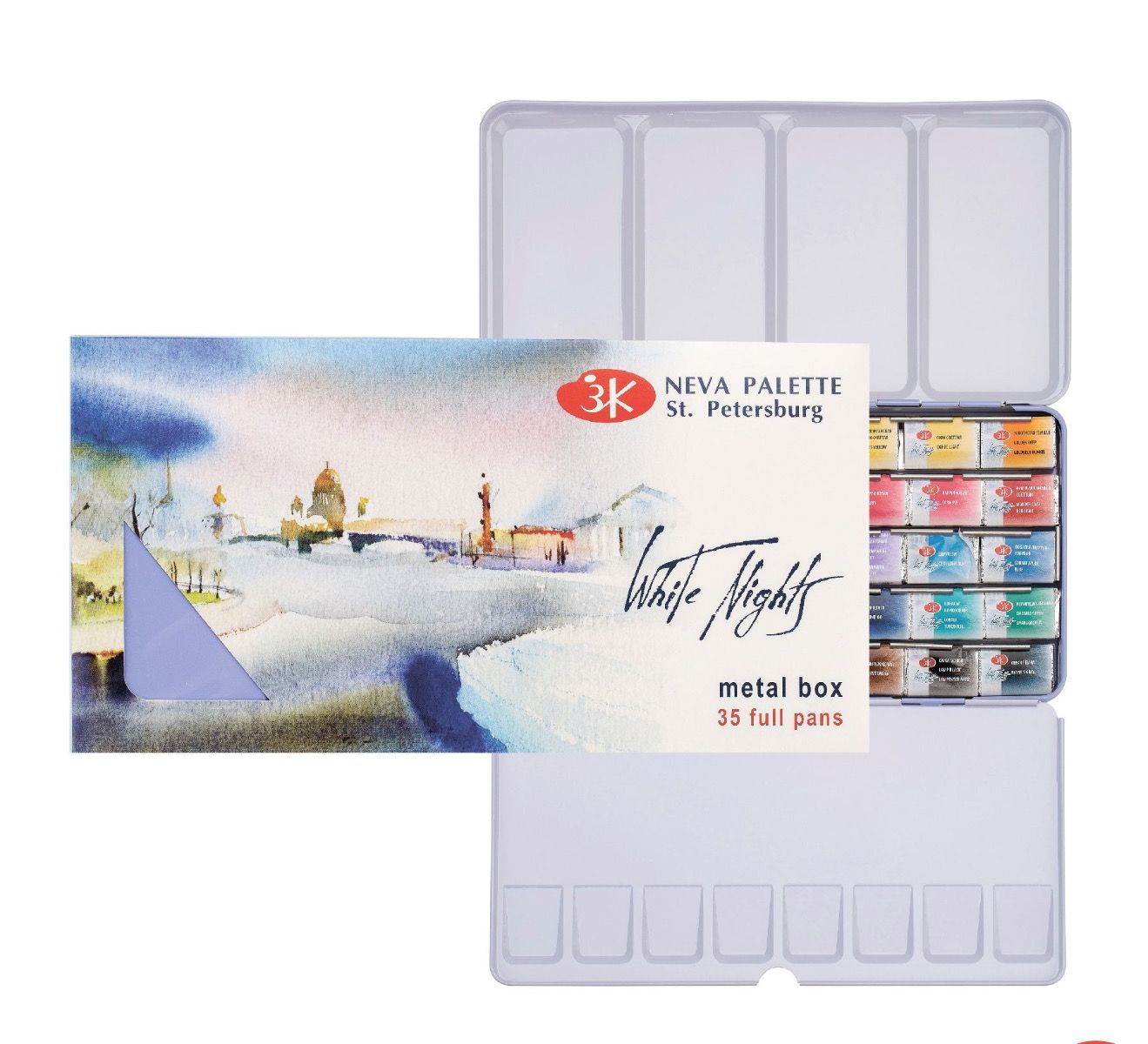 WHITE NIGHTS Artists' Watercolours Metal Set - 35 Full Pans