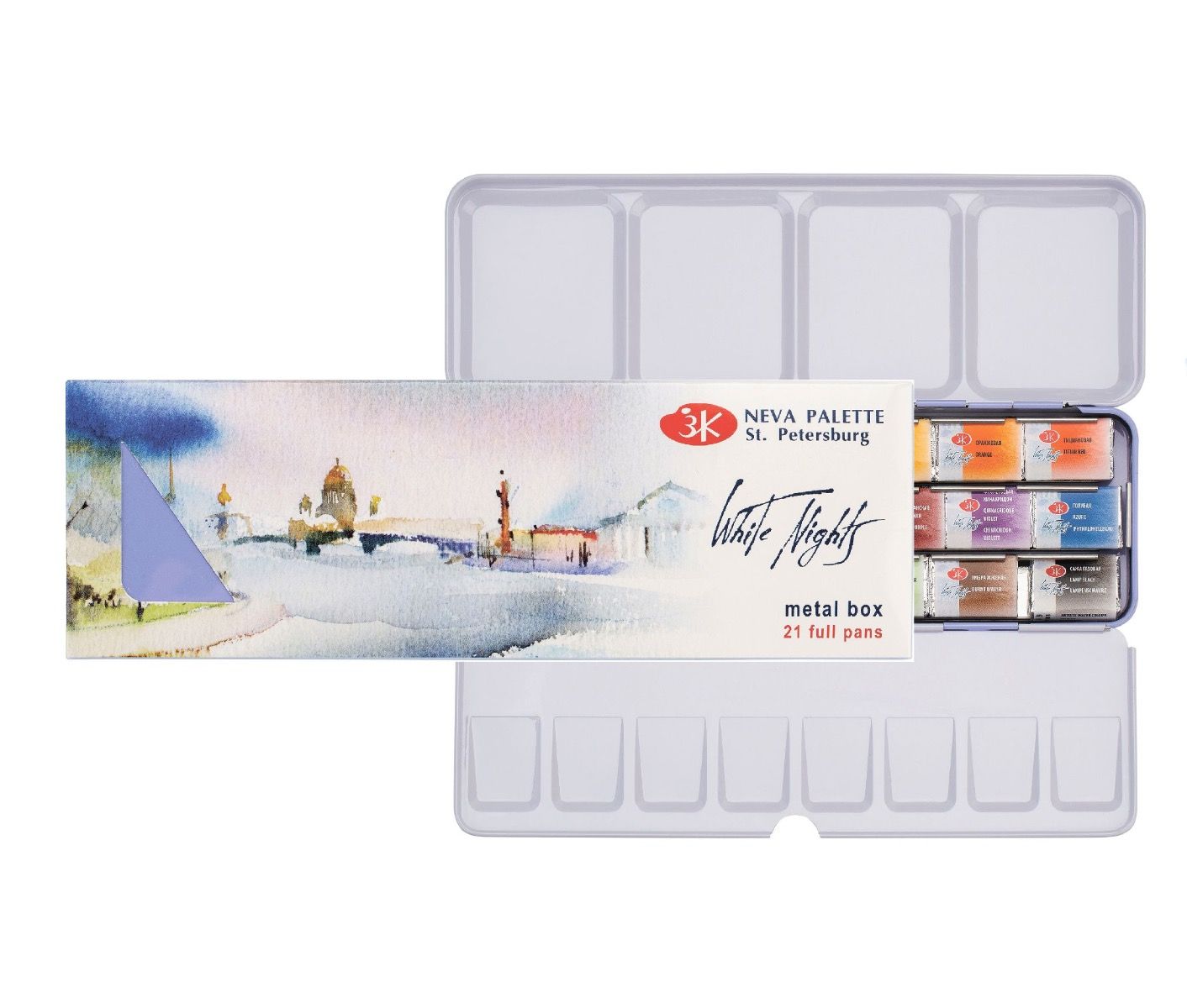 WHITE NIGHTS Artists' Watercolours Metal Set - 21 Full Pans