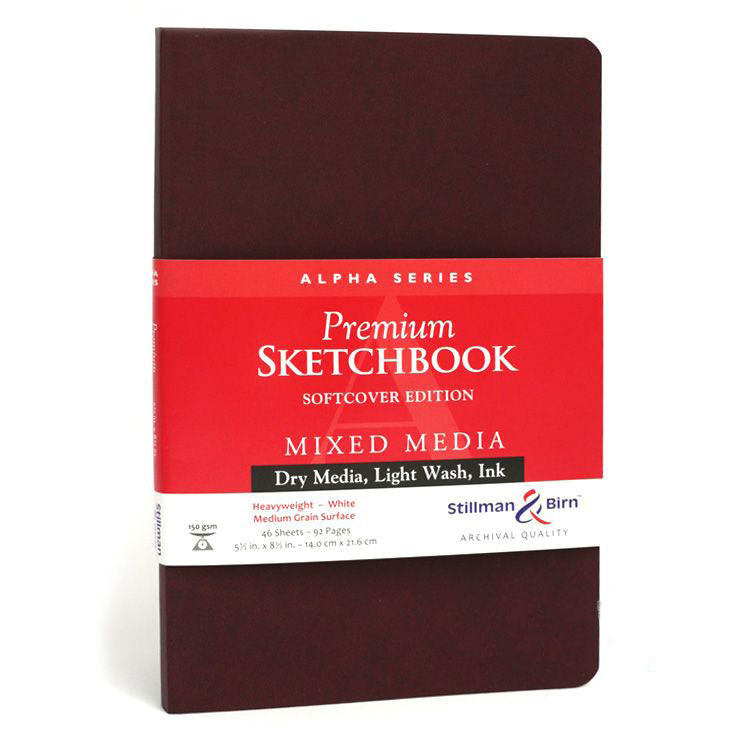 STILLMAN & BIRN Alpha Sketchbook - Softcover - A5 Portrait (5.5 x 8.5" / 14 x 21.6 cm) - 150gsm - 46 Sheets