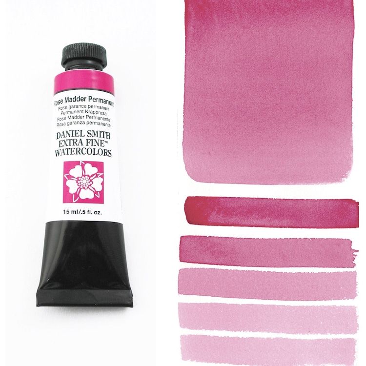 DANIEL SMITH Watercolour - 15mL - Rose Madder Permanent (PR209,PV19,PR202)