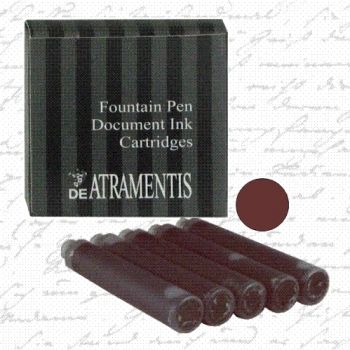 DE ATRAMENTIS Permanent Document Ink - 38mm Cartridges (5 Pack) - Brown