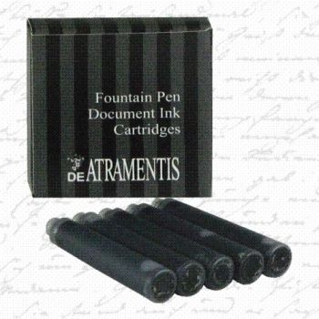 DE ATRAMENTIS Permanent Document Ink - 38mm Cartridges (5 Pack) - Black