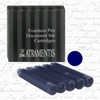 DE ATRAMENTIS Permanent Document Ink - 38mm Cartridges (5 Pack) - Dark Blue