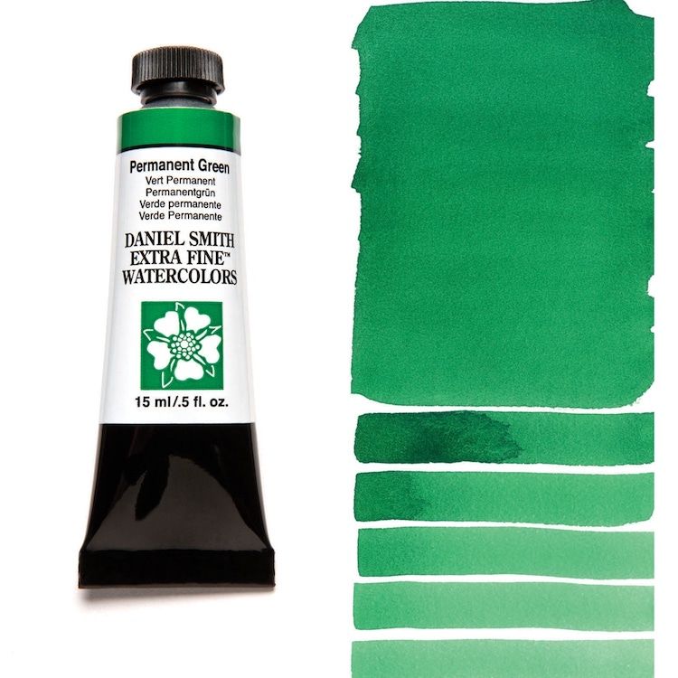 DANIEL SMITH Watercolour - 15mL - Permanent Green (PY3,PG7)