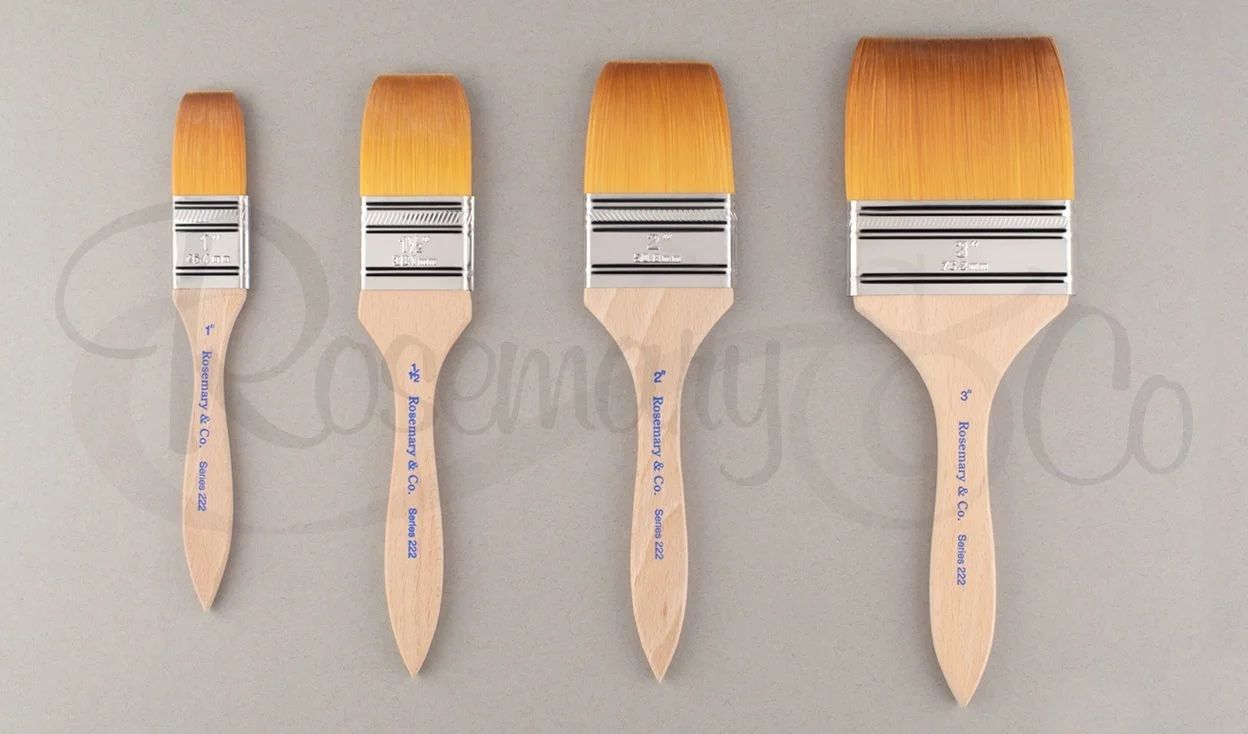 ROSEMARY & CO Brush - Series 222 (Golden Synthetic) - Flat One Stroke - 1" (25.5 x 36.1mm)