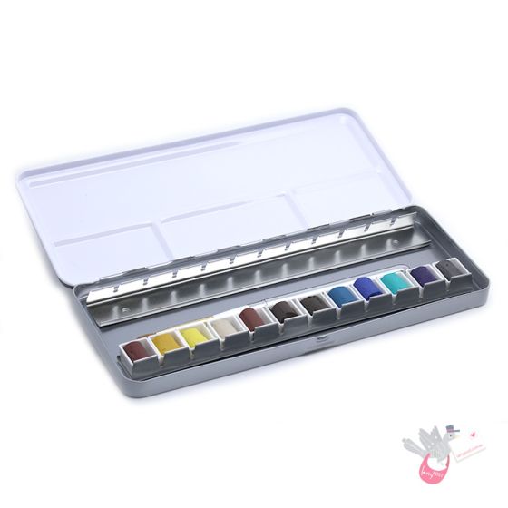 SKETCHLANDIA Folding Metal Watercolour Palette (Empty) - Holds 12 Half Pans