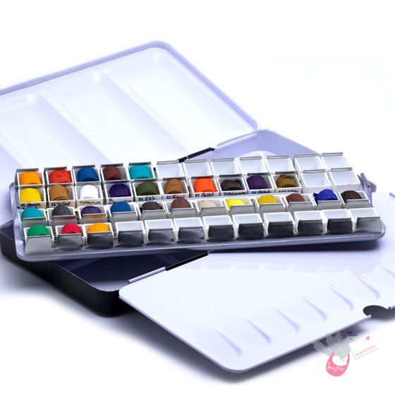 Bview Art Metal Watercolor Tin with Fold-Out Palette, Medium Watercolor  Tray Palette with 26 Empty Watercolor Half Pans For Art